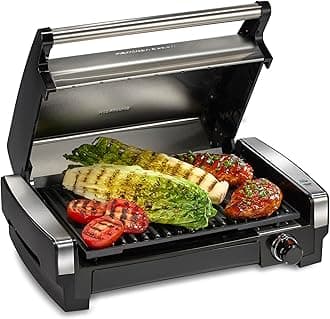 Hamilton Beach MultiGrill Indoor Grill, Griddle & Bacon Cookeren Extra-Large Drip Tray Silver FBA_25360
