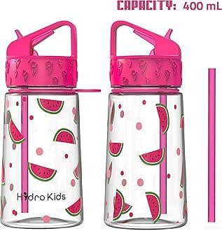 Water Bottle with Straw – 400ml BPA Free Kids Water Bottles for School Travel Sports – Leakproof Childrens Drink Bottle for Girls Boys Childs