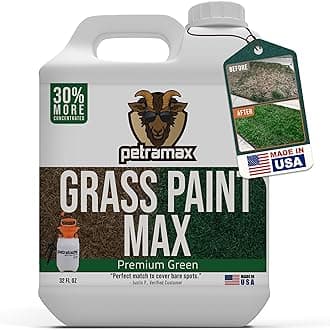 PetraMax Green Grass Paint for Lawn Dye - Maintain Turf or Green Grass, Spray Paint for Lawn & Shrubs Easy Spray, Pairs w/Petra Sprayer - Touch up Dog Spots - Pet Safe (Premium, 32 oz)