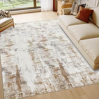 Famibay Rugs Living Room Large 200x290cm Washable Beige Brown Bedroom Rug Abstract Modern Soft Short Pile Area Rugs 5 mm Thin Anti Slip Rug Carpet for Living Room Bedroom Dining Room