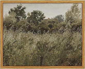 Insimsea Framed Grass Painting Vintage Wall Art Decor, Framed Painting Wall Decor for Living Room Bedroom Wall Decoration