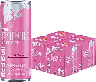 Red Bull Pink Edition Energy Drink, Wild Berries, Cans | 8.4 fl oz | Pack of 16 | 80mg Caffeine | Taurine & B Vitamins