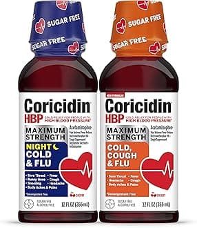 Maximum Strength Cold & Flu Day & Night Sugar-Free Liquid Twinpack, Decongestant-Free Cold Medicine for Adults with High Blood Pressure -12 Fl Oz (Pack of 2)