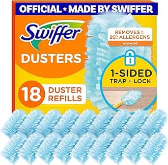 Swiffer Dusters Refill for Cleaning, Made by SWIFFER, Feather & Microfiber Duster Disposable Alternative, for Dusting Furniture, Blinds, Ceiling Fans, Walls, Helps Remove Allergens, Unscented, 18ct​
