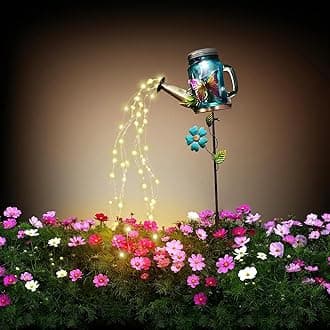SRNPMIU Solar Watering Can Light, Yard Outdoor Decor Lights, IP65 Waterproof, Hanging Butterfly Garden Light, Outside Garden Flower Bed Decor, Women Gift, Birthday Gifts