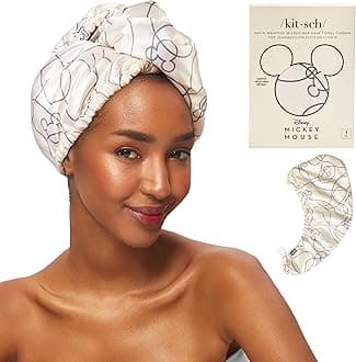 Kitsch Mickey/Minnie x Satin Microfiber Hair Towel Wrap for Women - Super Absorbent, Quick Dry, Anti-Frizz, for Long & Short Hairs, Turbans for Women, Hair Wrap - Mickey MazeOEKO-TEX STANDARD 100