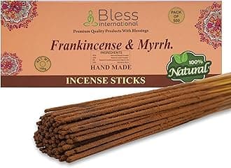 Bless International Bless-Frankincense-and-Myrrh 100%-Natural-Incense-Sticks Handmade-Hand-Dipped The-Best-Woods-Scent (500 Sticks (750GM), Frankincense & Myrrh)