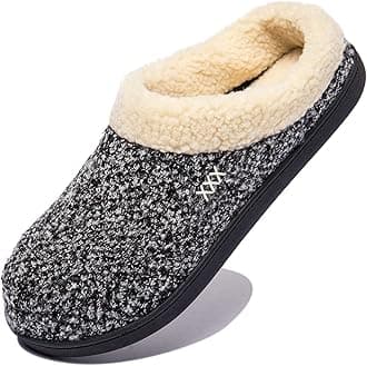 NewDenBer Men's Warm Memory Foam Suede Plush Fleece Lined Slip on Indoor Outdoor Clog House Slippers