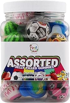 FirstChoiceCandy Jelly Filled Gummies - Assorted Flavor Gummy Filled Candies - Filled With Fruit Jams - 20 Pieces In Resealable Jar (Assorted)