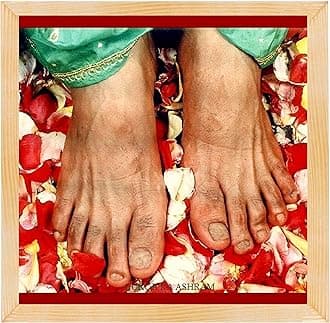 Guruji Charan Swaroop Photo Frame with Front Glass - D05 (Natural Wood, 5 X 5 Inch)