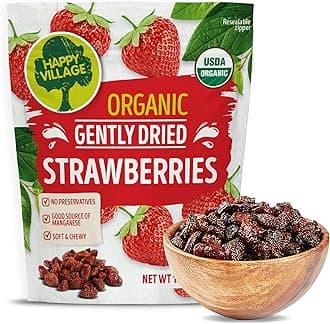 Organic Whole Dried Strawberries, 18 OZ Resealable Pack- Soft & Juicy, Kosher, Non-GMO, No Refined Sugar, Apple Juice Infused Dried Strawberry