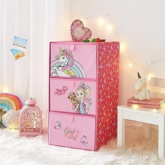 Idea Nuova JoJo Siwa Rainbow Bow Unicorn 3 Drawer Soft Storage Unit with Poly Canvas Frame