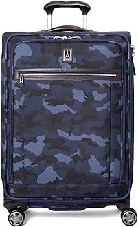 Platinum Elite Softside Expandable Checked Luggage, 8 Wheel Spinner Suitcase, TSA Lock, Men and Women, Navy Camouflage, Checked Medium 25-Inch