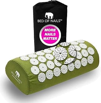 Bed of Nails Original Comfortable Acupressure Lumbar Cushion Pillow, 2142 Acupuncture Pressure Points, Neck Pain Relief, Increased Energy, Relaxation, FSA/HSA Eligible, Drawstring Bag, 15x6x4, Green