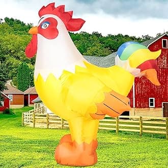 6FT Rooster Inflatables Christmas Spring, Farm Ranch Blow up Animals Cute Chicken, Decorations Outdoor Yard Built-in LED Lights Big Large Decor Party Lawn Holiday OutsideClimatePartner certified