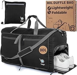 Large Duffle Bag for Travel Women & Men. Durable Lightweight Foldable Travel Duffel Bags For Traveling Women. 80L Duffle Bags For Overnight Bag With Shoe Compartment Collapsible Weekender duffel