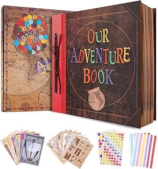 COMBIUBIU OUR ADVENTURE BOOK SCRAPBOOK SCRAPBOOK LEATHER COVER VINTAGE PAGES Wedding Christmas Anniversary Guest Keepsake