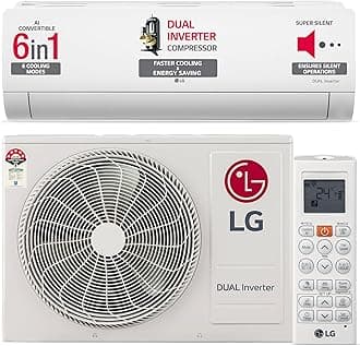 LG 1 Ton 5 Star AI Dual Inverter Split Ac (Copper, Super Convertible 6-In-1 Cooling, 4 Way Swing, HD Filter with Anti-Virus Protection, Faster Cooling & Energy Saving, TS-Q14YNZE, White)