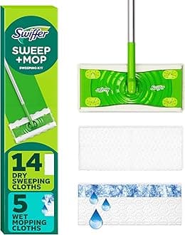 Sweeper Dry and Wet Starter Kit for Floor Mopping and Cleaning, All Purpose Cleaner, Includes: 4 Dry Heavy Duty Cloths, 3 Wet Heavy Duty Pads, 10 Dry Cloths, 2 Wet Pads