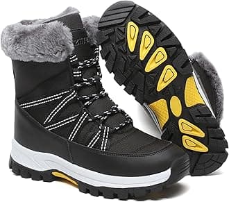 Womens Snow Boots Warm Fur Lined Winter Boots Anti Slip Ankle Boots Mid Calf Snowboots Waterproof and Cold-Resistant Outdoor Walking Shoes for Women Ladies Girls