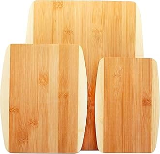 Bamboo Cutting Board, Chopping Board Set: Great for Meal Prep and Serving, Charcuterie, Eco-Friendly Wood Cutting Boards in Assorted Sizes
