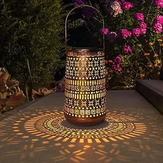Shumi Solar Lanterns Outdoor Hanging Solar Lights Moroccan Hollow Out Metal Decorative LED Lantern Waterproof Decor for Yard Patio Pathway Tabletop Landscape