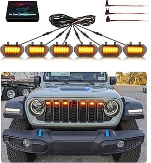 Grill Lights for Jeep Wrangler JL JLU Front Bumper Grille LED Running Marker Lamp Accessories (Amber, 2024-2026)