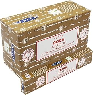 Oodh Incense Sticks Agarbatti 180 Grams Box with Free Wooden Incense/agarbatti Stand with Brass Work | 12 Packs of 15 Grams Each in a Box | Export Quality