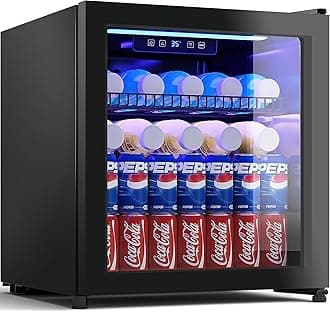 1.77 Cu.Ft Beverage Fridge, Mini Fridge With Glass Door, Beverage Cooler Refrigerator, Wine Drink Beer Fridge, Adjustable Shelves & Digital Temperature Display, 16 Bottle 68 Can, Black