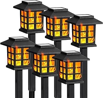 GIGALUMI Solar Lights for Outside,6 Pack Flickering Flame LED Solar Outdoor Lights, Waterproof Garden Maintain 10 Hours of Lighting for Christmas, Garden, Landscape, Path, Yard, Patio