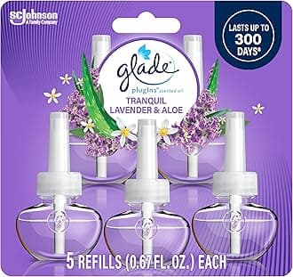 Glade Plugins Scented Oil Refills 5 Ct, Tranquil Lavender & Aloe, Plug in Air Freshener, 3.35 Fl Oz