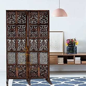 Wooden Room Partitions, Room Divider Screen Separator and Room Dividers with Stand 2 Wall Panels for Living Room/Bedroom/Office/Restaurant/Corner(Brown)