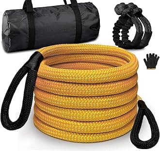 VyonNe 7/8" x 30ft Tow Rope, 4x4 Kinetic Recovery Rope Kit with 2 Shackle Ropes, Heavy-Duty Vehicle Recovery Rope for Truck, SUV, ATV Off Road, High-Visibility