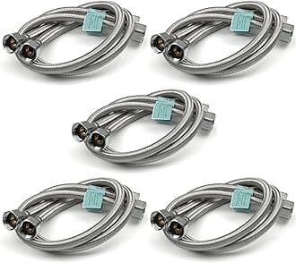 5 Pairs of 1/2" x 1/2" (Female to Female) BSP (600mm) Kitchen Basin Monobloc Mixer Tap Connector Flexi Pipe Hose