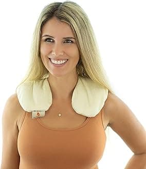 Bed Buddy Neck Pillow Heating Pad for Neck and Shoulders with Moist Heat & Aromatherapy, Lavender & Chamomile, White