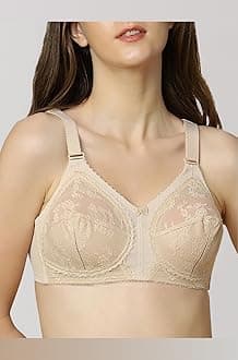 Triumph Doreen Bra For Women | Non Wired Non Padded Wireless Bra | Full Coverage Raschel Lace Lingerie | Classic High Center Bridge Support | Wide Straps Big Cup Bra for Larger Busts | Pack Of 1