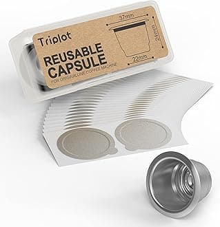 Reusable Capsules for Nespresso OriginalLine - Refillable Coffee Pods,Stainless Steel Cups Compatible for Nespresso OriginalLine Machine (1pod+50lids)