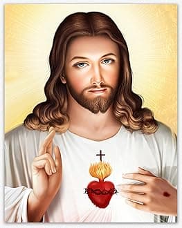 Sacred Heart of Jesus Religious Home Decor & Modern Painting of Jesus Christ Print, Living Room Decor Sacred Heart Jesus Wall Art, Jesus Pictures Poster for Walls, Sagrado Decor Home Office (11x14)