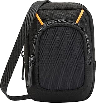 Large Point and Shoot Padded Camera Case with Adjustable Shoulder Strap, Belt Loop, Interior Dimension 5.2 x 3.2 x 1 inches, Black