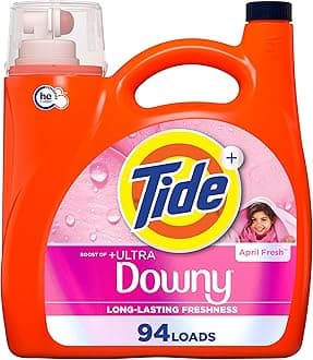 plus Downy Liquid Laundry Detergent Soap, April Fresh Scent, HE Compatible, 94 Loads, 132 fl oz (Packaging May Vary)