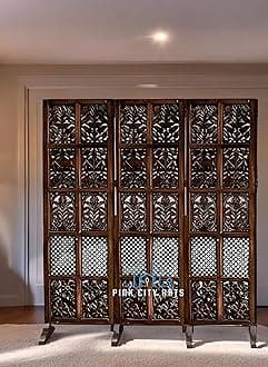 Mango Wooden Room Partition Wooden Room Divider for Living Room Wall Separator Panel Office Partitions and Dividers 6 Feet (3 Panel 19 Inches)