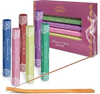 Premium Incense Multipack Gift Set - Incense Sticks for Aromatherapy, Spa, Yoga, Meditation, Relaxation - Wooden Holder Included