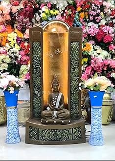 Grey Big Slate Buddha Fountain for Living Room Home Decor Garden Decoration and Drawing Room Indoor Fountain Outdoor Fountain (Big Size:125 cm X 56 cm X 35 cm)