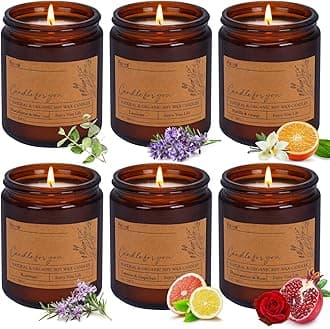 Fixwal 6 Pack Strong Scented Candles Gift Set, 42oz Candles for Home Scented Aromatherapy Soy Wax Glass Jar Candles