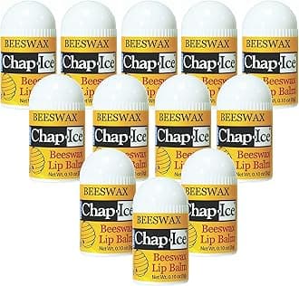 Chap-Ice® | 12-Count Mini Beeswax Peppermint Lip Balm | Lip Balm Pack Fortified with Coconut Oil for Dry, Cracked Lips | Made in USA | 12-Count Mini Lip Balm with Peppermint Flavor (0.10oz/3g Each)