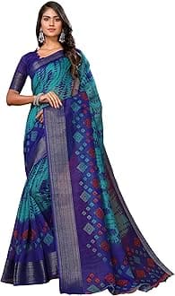 Women's Printed Trendy Georgette Green Color Saree With Blouse Material