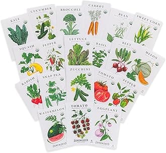 Sereniseed Certified Organic Vegetable Seeds (20-Pack) – Non GMO, Open Pollinated - Basil, Snap Pea, Broccoli, Bean, Jalapeno, Tomato, Lettuce, Cucumber, Carrot, Zucchini Seeds for Planting