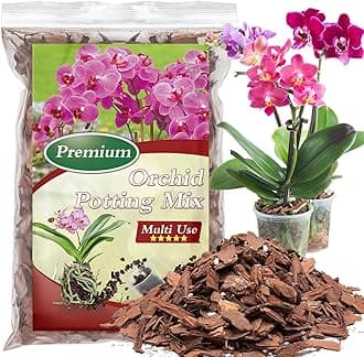 Orchid Bark Potting Mix,Premium Orchid Potting Mixture of Pine Bark and Perlite,Good Ventilation and Water Retention for Repotting Orchids and Growing Indoor Plants,2QT