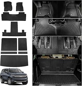 Rongtaod Floor Mats Compatible with 2022 2023 2024 2025 2026 Chevrolet Tahoe 7 Seats Trunk Mat Cargo Mat Cargo Liner Back Seat Protector Chevy Tahoe Accessories (Trunk Mat+Backrest Mats+Floor Mats)