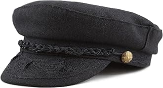 The Hat Depot Winter Unisex Wool & Faux Leather Greek Fisherman Sailor Fiddler Driver Hat Flat Cap